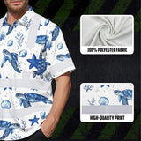 Hi Vis Hawaiian Shirt Reflective Tapes Green Flowers Turtle 2 Custom Name Safety Workwear For Workers, Truckers, Operators, Company