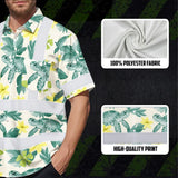 Hi Vis Hawaiian Shirt Reflective Tapes Green Flowers Turtle Custom Name Safety Workwear For Workers, Truckers, Operators, Company