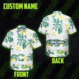 Hi Vis Hawaiian Shirt Reflective Tapes Green Flowers Turtle Custom Name Safety Workwear For Workers, Truckers, Operators, Company