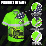 Hi Vis Hawaiian Shirt Reflective Tapes Green Gradient Semi Truck Driver Custom