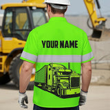 Hi Vis Hawaiian Shirt Reflective Tapes Green Gradient Semi Truck Driver Custom