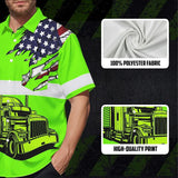 Hi Vis Hawaiian Shirt Reflective Tapes Green Gradient Semi Truck Driver Custom