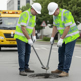 Hi Vis Hawaiian Shirt Reflective Tapes Green Grey Flowers Custom Name Safety Workwear For Workers, Truckers, Operators