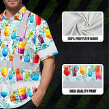Hi Vis Hawaiian Shirt Reflective Tapes Green Leaf Drink Tropical Cocktail Beer Print Custom Name Safety Workwear For Workers, Truckers, Operators