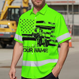 Hi Vis Hawaiian Shirt Reflective Tapes Green Loader Operator Custom Name