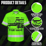 Hi Vis Hawaiian Shirt Reflective Tapes Green Loader Operator Custom Name