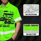 Hi Vis Hawaiian Shirt Reflective Tapes Green Loader Operator Custom Name