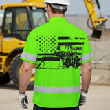 Hi Vis Hawaiian Shirt Reflective Tapes Green Loader Operator Custom Name