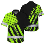Hi Vis Hawaiian Shirt Reflective Tapes Green Neon And Black US Flag