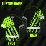 Hi Vis Hawaiian Shirt Reflective Tapes Green Neon And Black US Flag