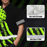 Hi Vis Hawaiian Shirt Reflective Tapes Green Neon And Black US Flag