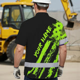 Hi Vis Hawaiian Shirt Reflective Tapes Green Neon And Black US Flag