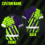 Hi Vis Hawaiian Shirt Reflective Tapes Green Neon And Violet US Flag Custom