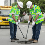 Hi Vis Hawaiian Shirt Reflective Tapes Green Neon Blue Frog Custom Name Safety Workwear For Workers, Truckers, Operators