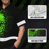 Hi Vis Hawaiian Shirt Reflective Tapes Green Neon Break Skull Custom Name Safety Workwear For Workers, Truckers, Operators
