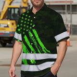 Hi Vis Hawaiian Shirt Reflective Tapes Green Neon Camo US Flag Custom