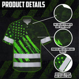 Hi Vis Hawaiian Shirt Reflective Tapes Green Neon Camo US Flag Custom
