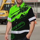 Hi Vis Hawaiian Shirt Reflective Tapes Green Neon Chainsaw Logger Custom