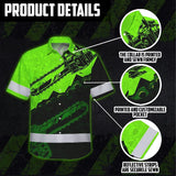 Hi Vis Hawaiian Shirt Reflective Tapes Green Neon Chainsaw Logger Custom