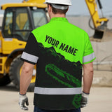 Hi Vis Hawaiian Shirt Reflective Tapes Green Neon Chainsaw Logger Custom