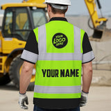 Hi Vis Hawaiian Shirt Reflective Tapes Green Neon Custom Name And Logo