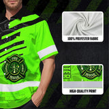 Hi Vis Hawaiian Shirt Reflective Tapes Green Neon Firefighter Custom Name Safety