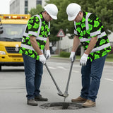 Hi Vis Hawaiian Shirt Reflective Tapes Green Neon Flowers 3 Custom Name