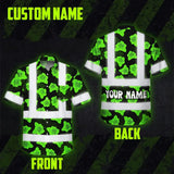 Hi Vis Hawaiian Shirt Reflective Tapes Green Neon Flowers 3 Custom Name