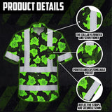 Hi Vis Hawaiian Shirt Reflective Tapes Green Neon Flowers 3 Custom Name