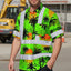 Green Neon Flowers Hi-Vis Hawaiian Shirt