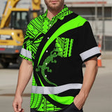 Hi Vis Hawaiian Shirt Reflective Tapes Green Neon Hawaii Custom Name