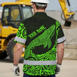 Hi Vis Hawaiian Shirt Reflective Tapes Green Neon Hawaii Whale Custom Name