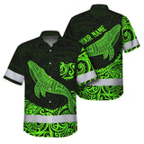 Hi Vis Hawaiian Shirt Reflective Tapes Green Neon Hawaii Whale Custom Name