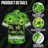 Hi Vis Hawaiian Shirt Reflective Tapes Green Neon Hawaiian Polynesian Tribal