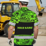 Hi Vis Hawaiian Shirt Reflective Tapes Green Neon Hawaiian Polynesian Tribal