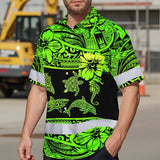 Hi Vis Hawaiian Shirt Reflective Tapes Green Neon Hawaiian Polynesian Tribal