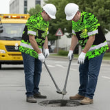 Hi Vis Hawaiian Shirt Reflective Tapes Green Neon Hawaiian Polynesian Tribal