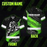 Hi Vis Hawaiian Shirt Reflective Tapes Green Neon Motobike Custom Name Safety Workwear For Bikers, Workers, Truckers, Operators
