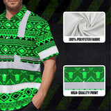 Hi Vis Hawaiian Shirt Reflective Tapes Green Neon Native Custom Name Safety Workwear For Workers, Truckers, Operators