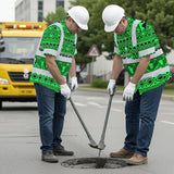 Hi Vis Hawaiian Shirt Reflective Tapes Green Neon Native Custom Name Safety Workwear For Workers, Truckers, Operators