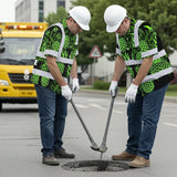 Hi Vis Hawaiian Shirt Reflective Tapes Green Neon Pineapple Custom Name Safety Workwear For Workers, Truckers, Operators