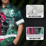 Hi Vis Hawaiian Shirt Reflective Tapes Green Neon Pink Skull Custom Name Safety Workwear For Workers, Truckers, Operators