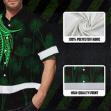 Hi Vis Hawaiian Shirt Reflective Tapes Green Neon Polynesian Custom Name Safety Workwear For Workers, Truckers, Operators