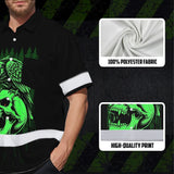 Hi Vis Hawaiian Shirt Reflective Tapes Green Neon Skull Custom Name Safety Workwear For Workers, Truckers, Operators