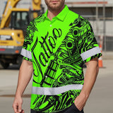 Hi Vis Hawaiian Shirt Reflective Tapes Green Neon Tattoo Custom Name Safety