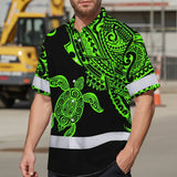 Hi Vis Hawaiian Shirt Reflective Tapes Green Neon Turtle Hawaii Custom Name