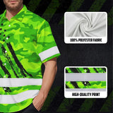 Hi Vis Hawaiian Shirt Reflective Tapes Green Neon US Flag Custom Name