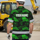 Green Neon US Flag Flower Hi-Vis Hawaiian Shirt
