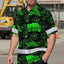 Green Neon US Flag Flower Hi-Vis Hawaiian Shirt