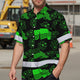 Green Neon US Flag Flower Hi-Vis Hawaiian Shirt